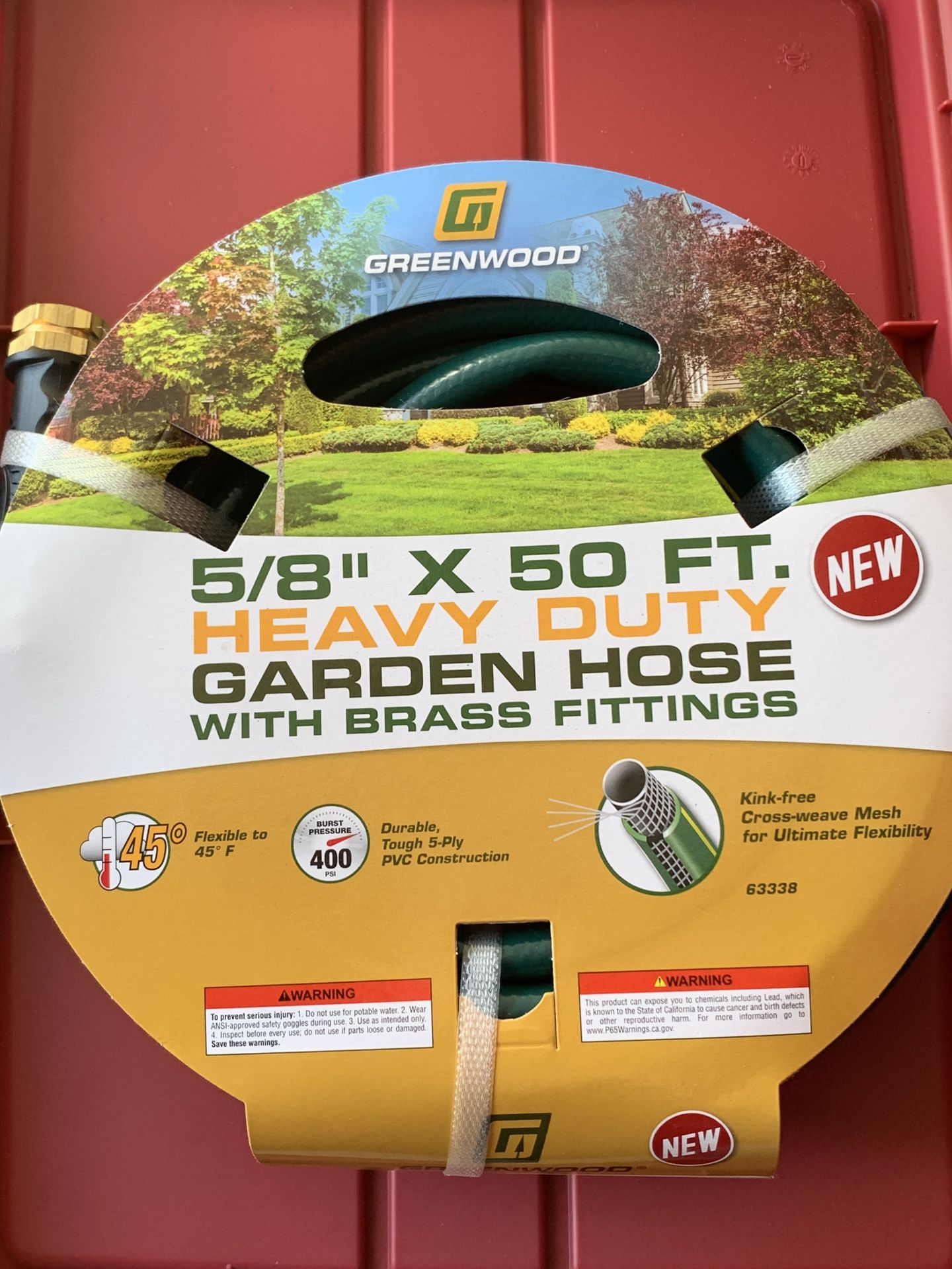 Brand New Green Heavy Duty 400 Psi 50 FT Garden Hose 5/8 inch Brass Connectors   Cash only   