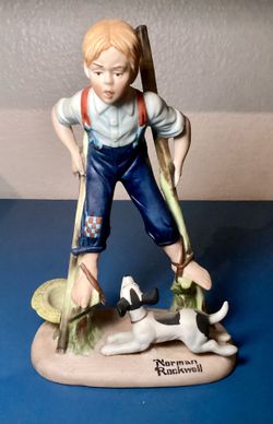 The 12 Norman Rockwell Porcelain Figurine Collection (1980) - The Danbury Mint - "Boy On Stilts"