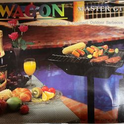 Wagon Master GT-2 Barbecue Grill, Gas-Fired, Family Size, Portable, Cast-Iron Bbq