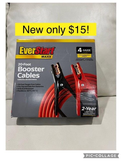 New only $15! EverStart Maxx 4- Gauge Professional Grade 20-Foot
Booster Cables