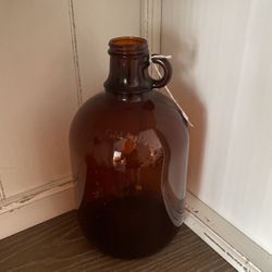 Vintage Amber Glass Gallon Jug, Great Decor