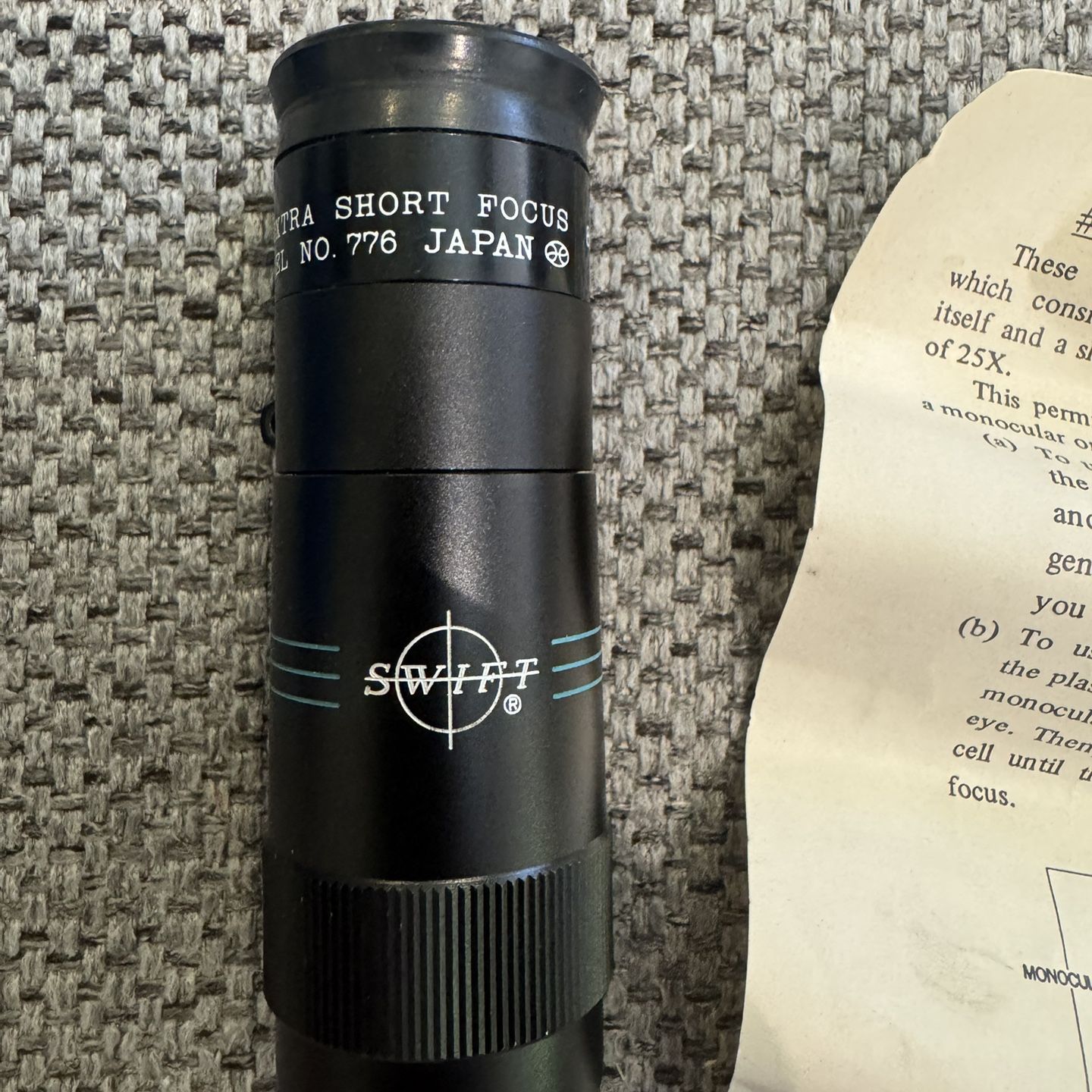 Swift Model 776 Optical Swift Japan Monocular 8x 20m/m 1000 yd w/ Extra short Focus ...