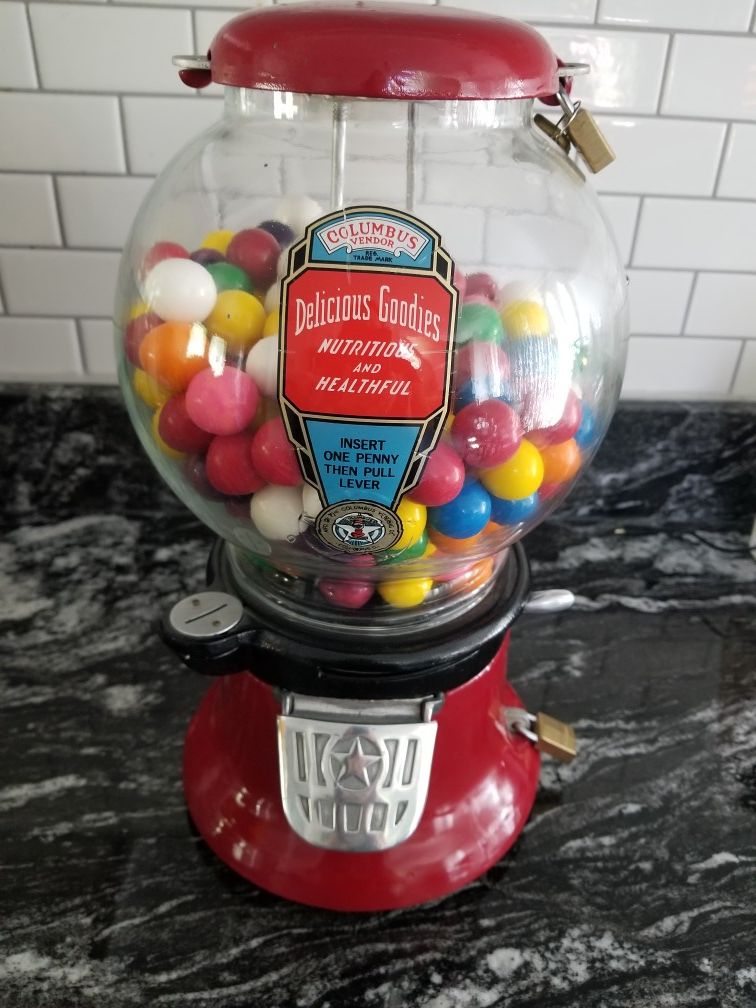 Columbus Vintage Antique Penny Gumball Machine