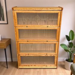 Vintage Americana Light Brown Oak 4-Tier Barrister / Lawyers Bookcase