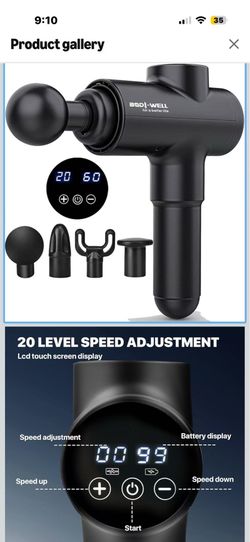 Masssge Gun deep Tissue with 20 adjusttable speeds 4 Heads