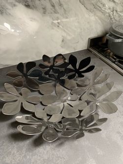 Silver abstract flower bowl