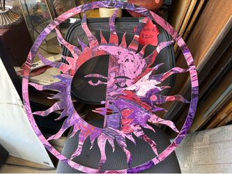 Purple Sun / moon Face Metal Wall Art Decor