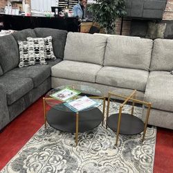 $55 Down Payment Smoke/Gray Oversized Comfy Sectional Sofa Couch Total 