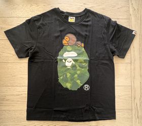BAPE A Bathing Ape Camo Big Ape Head T-Shirt Black – Size XL – New w/ Bag