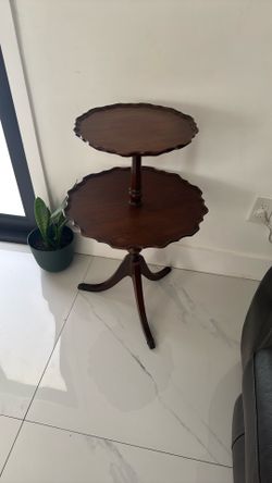 Antique Wood Pie Crust Tiered Table