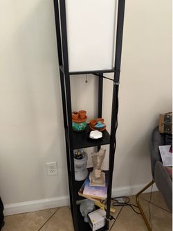 LAMP WITH SHELVES AND PLANT