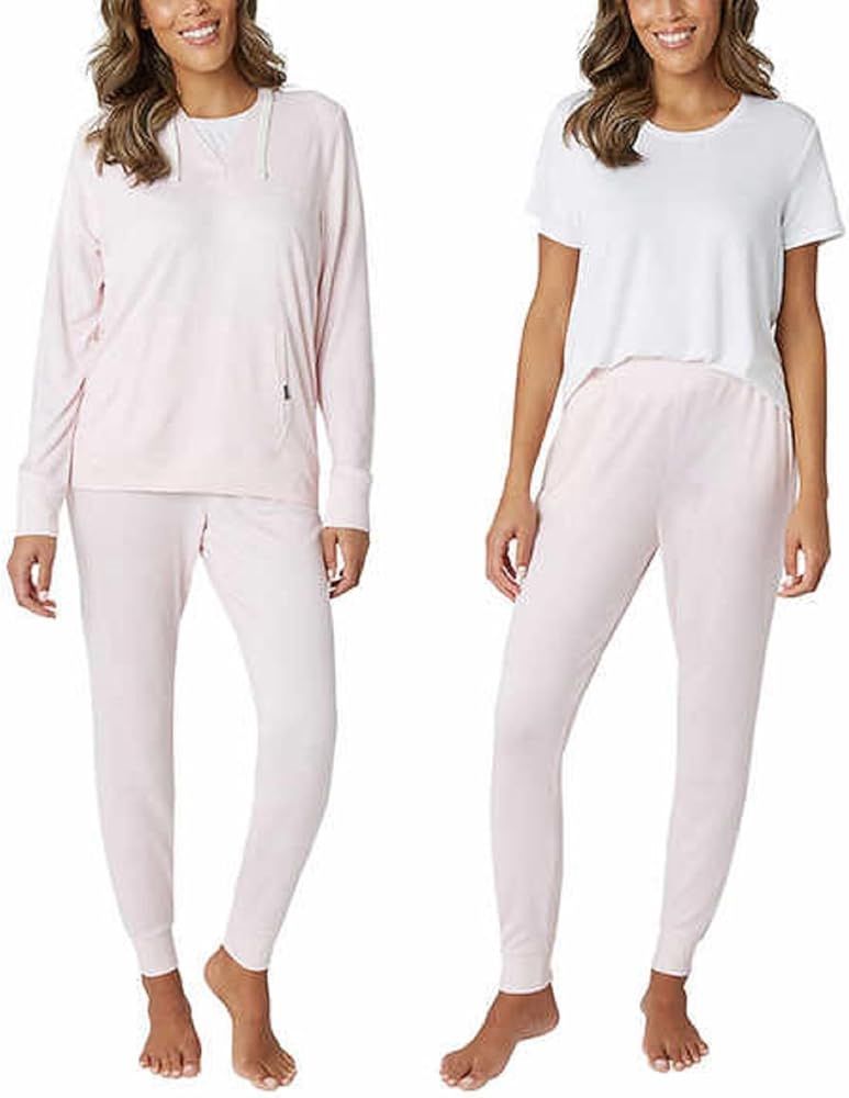 NWT Eddie Bauer Women's 3 Piece Ultra Soft Hacci Lounge PJ Set Pink S