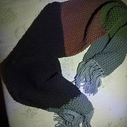 A   Nice Crochet Black, Burgundy Green,& Light Blue, & Burgundy Women's Scarf 