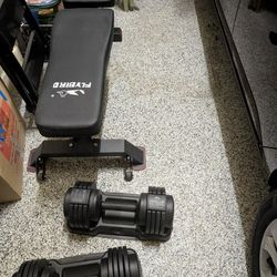 Flybird Adjustable 55lbs Dumbells And Bench
