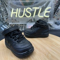 Nike Air Force 1 Mid (TD) Retro Toddler Shoes ‘Triple Black’ Sz 4.5C