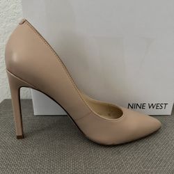 Nine West Beige Tatiana Women’s Leather Heels 6.5