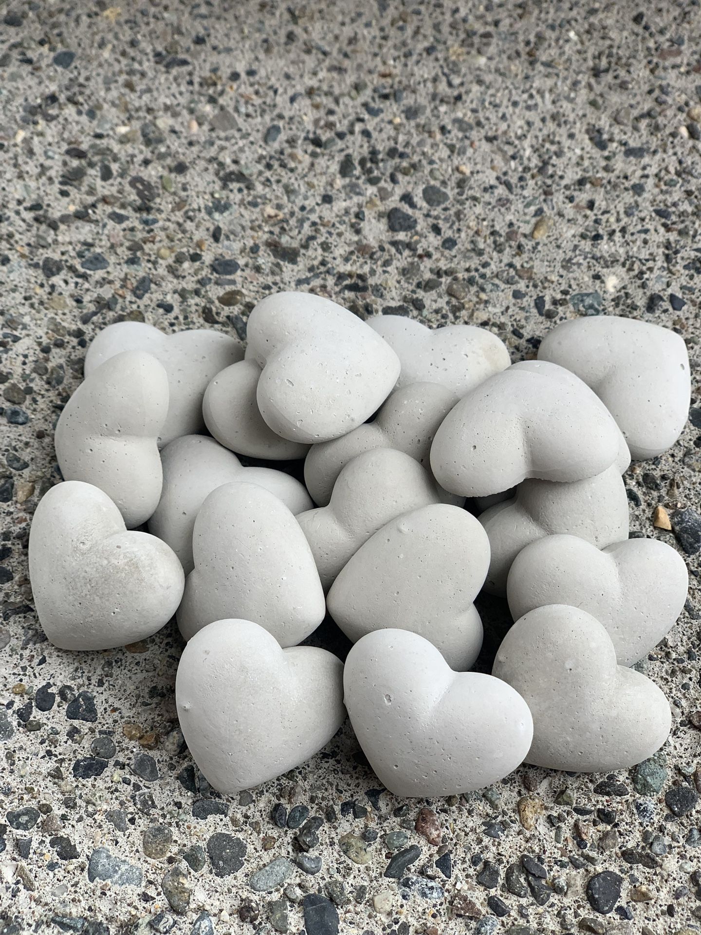 Cement hearts a dollar per heart