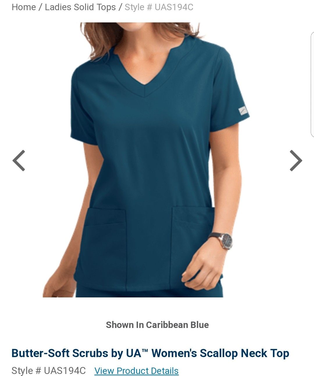 Butter-Soft V Scallop Neck Caribbean Blue Teal Scrub Top Size XS scrubs