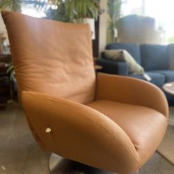 Swivel Leather Recliner By Bassett