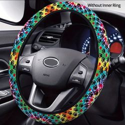 Rainbow Pride Paws Steering Wheel Cover