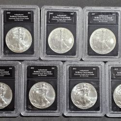 9 Brilliant Silver American Eagle Dollars
