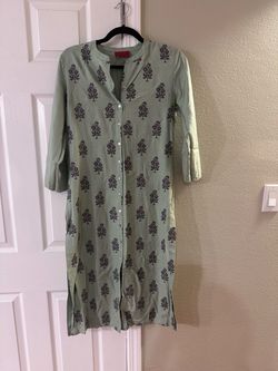 Sage Green Floral Block Print Kurta