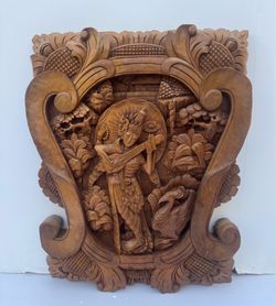 Balinese Hindu Mythology Wood Panel - 15x2x19 ½