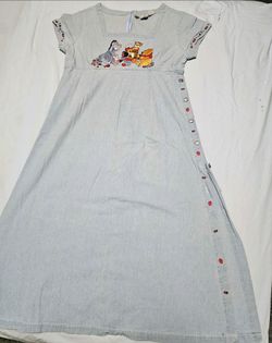 Vintage  1990 Winnie the pooh maxi denim dress