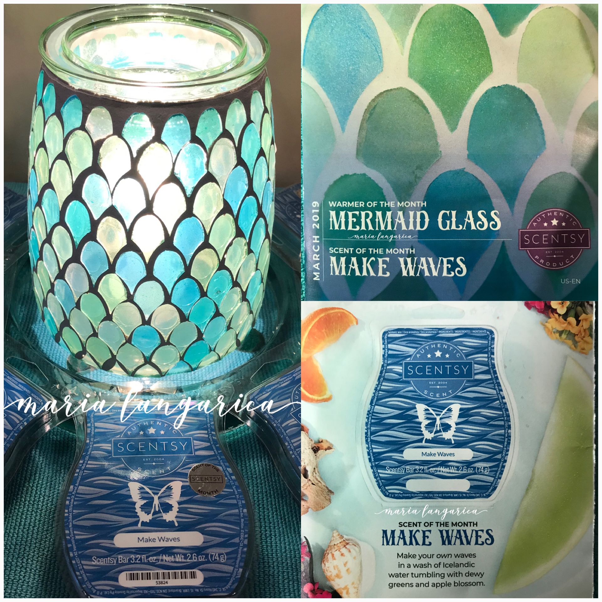 Scentsy Mermaid Glass Warmer .