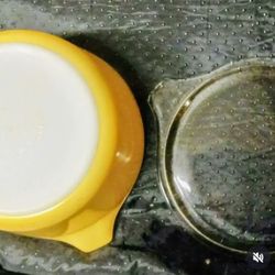 Small Yellow Covered Pyrex Dish