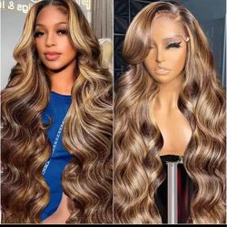 “40” highlight body wave human hair 13x6 250 density