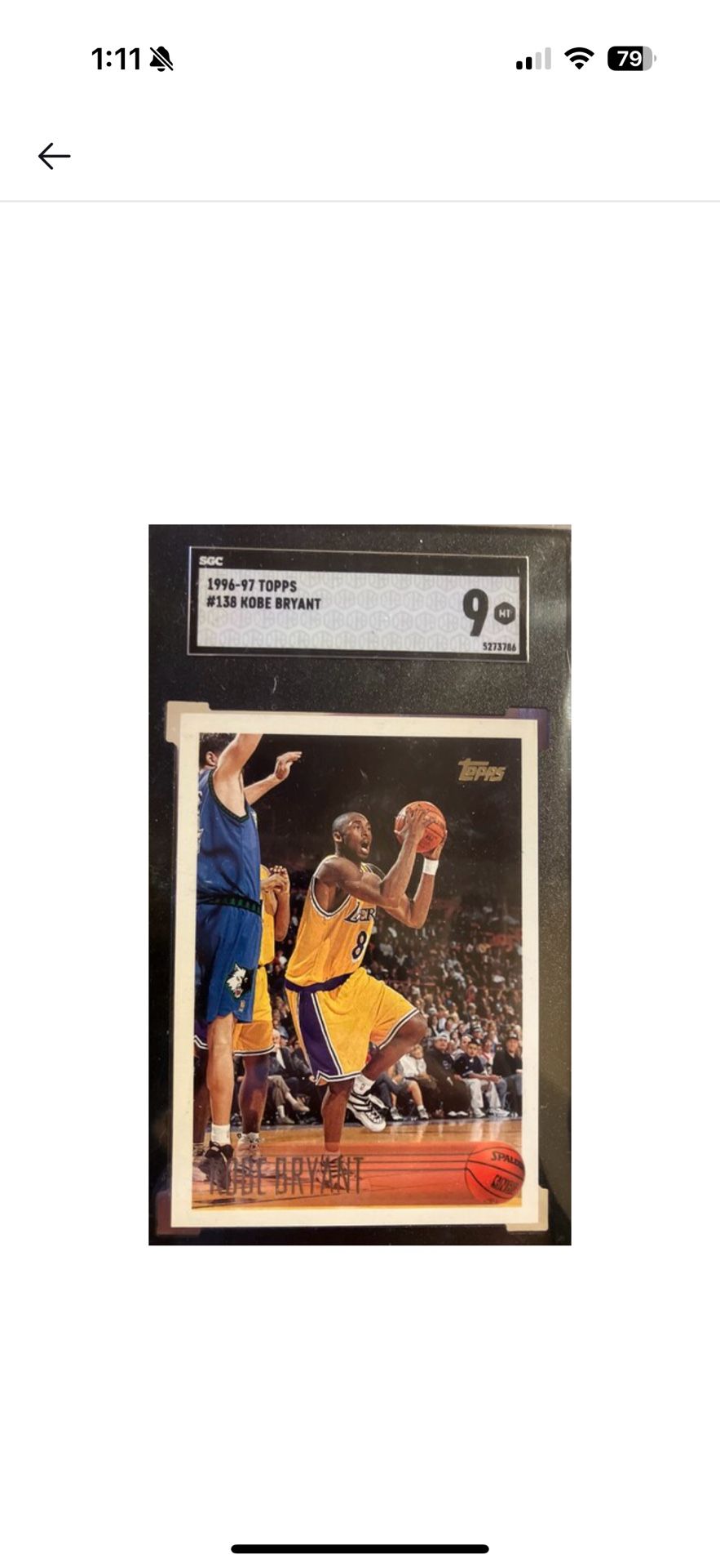 Kobe Bryant 1996 Topps Rookie
