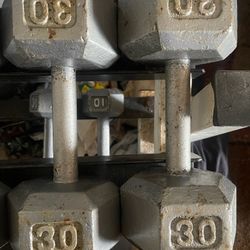 PAIR  OF  30  LB.  DUMBBELLS 