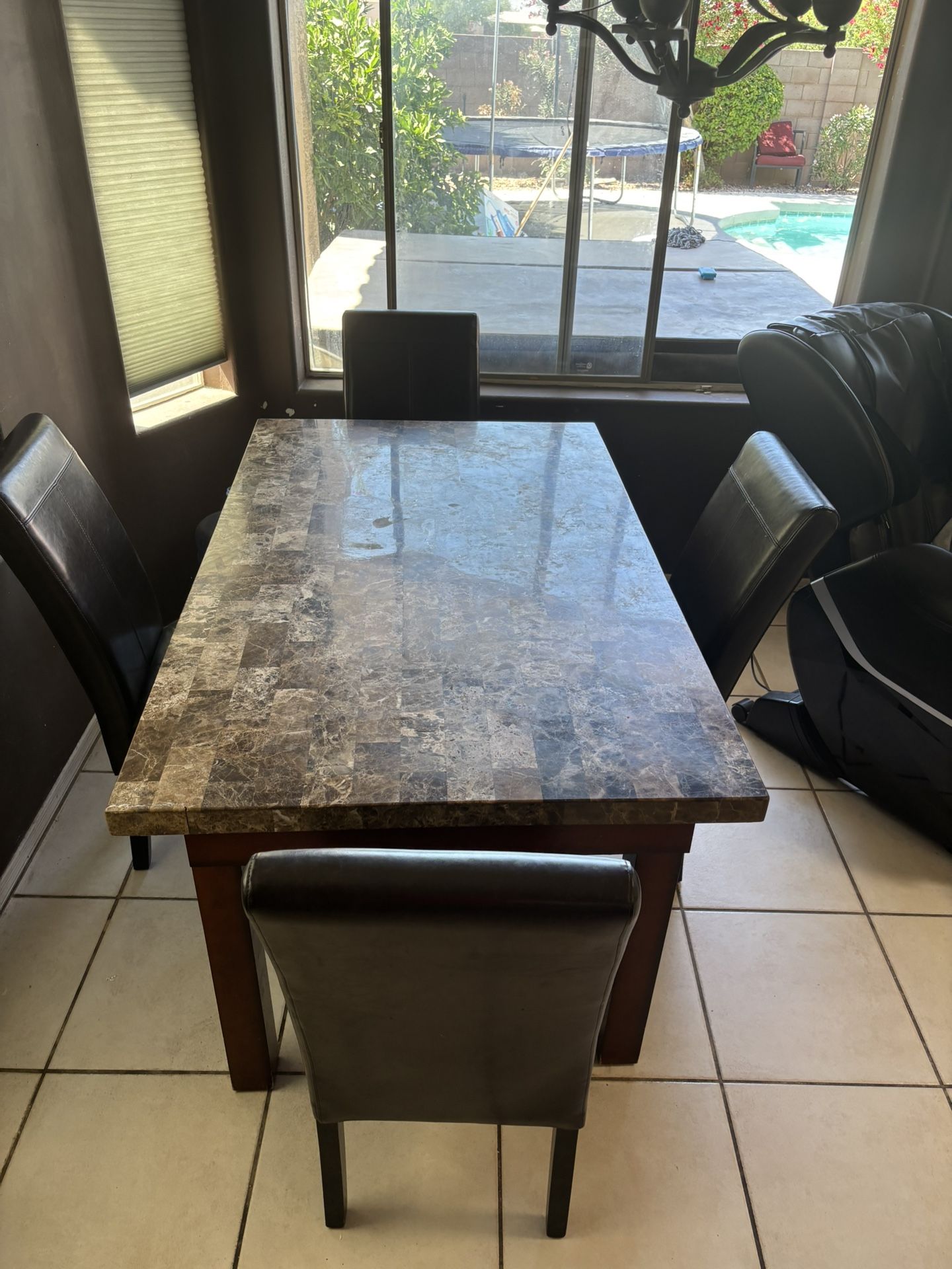 Marble Dining Table Brown With Chairs
