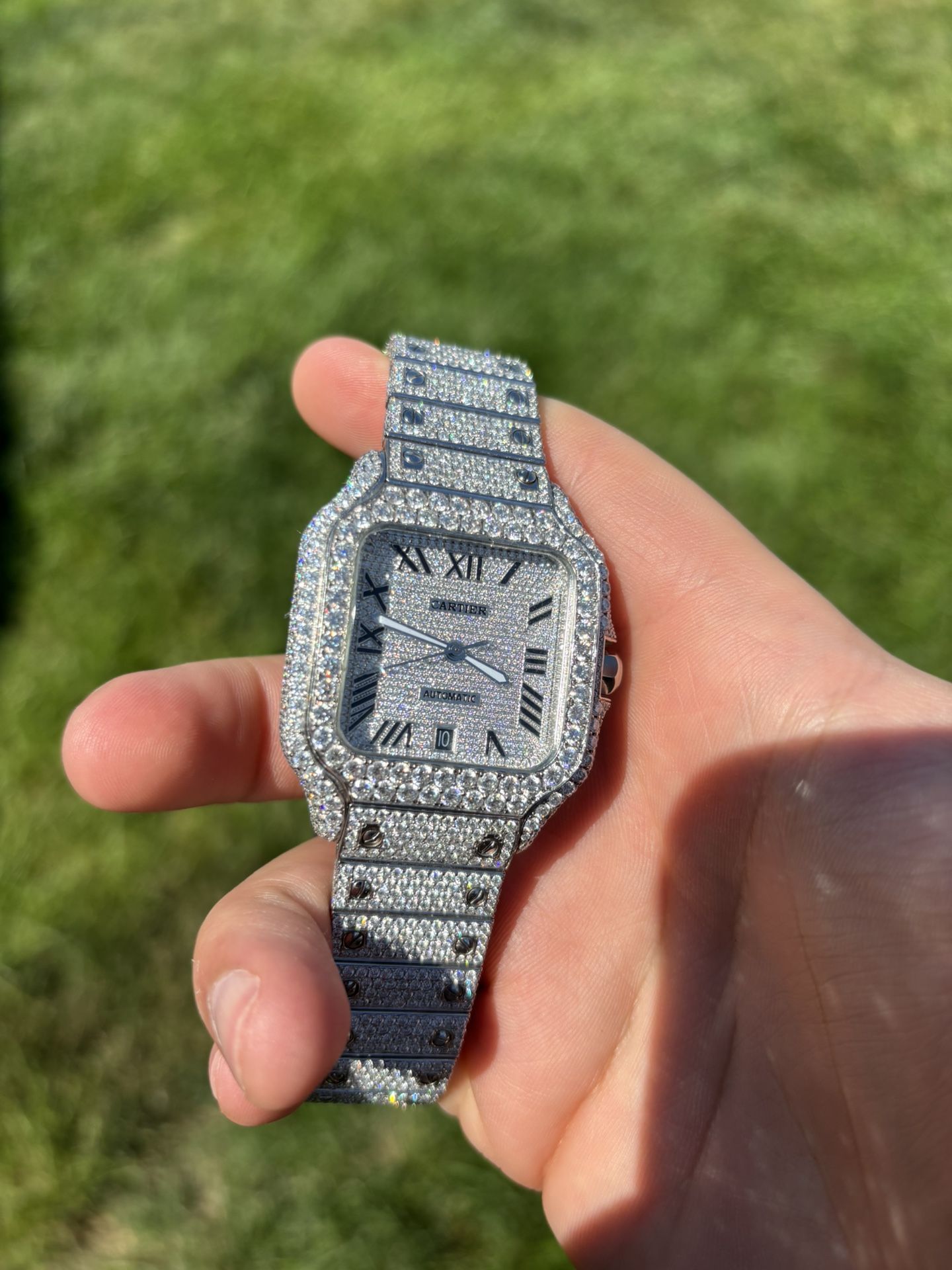 Cartier Santos Fully Iced Out