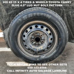 205 65 15 X 4 Tires & Wheels Off Toyota Camry With 5lug 4.5" Lug Nut Bolt Pattern. 