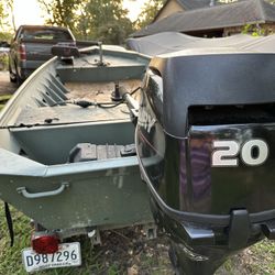 14ft Aluminum Boat + Bilge Pump + Mercury Engine + McClaine Trailer  