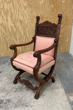 Antique Carved Wood Arm Chair