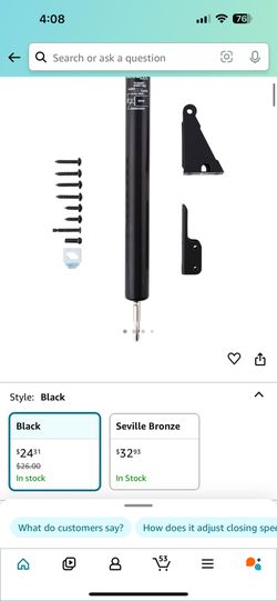 Standard Duty Pneumatic Screen and Storm Door Closer, Black