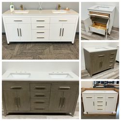 Solid Wood Bathroom Vanity Cabinet 30" to 72" Available Starting at $500