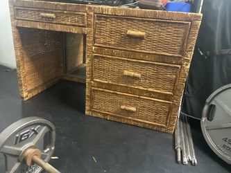 Wicker desk with 3 drawers