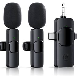 Brandnew 3 in 1 Wireless Lavalier Microphone for iPhone Android Camera USB-C, Noise Canceling Wireless Mini Microphone for YouTube,TikTok,Video Record