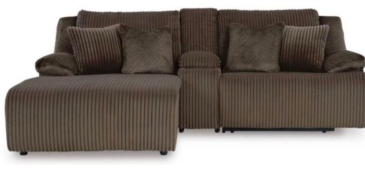 Brown 3-piece sectional , corduroy brown sofa
