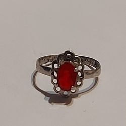 Vintage Sterling Silver Ruby Baby Ring Size 1.5