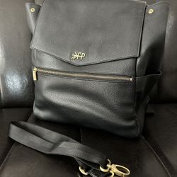 Freshly Picked Black Leather Diaper Bag