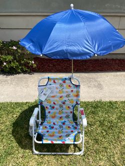 Sesame Street Kids Umbrella Folding Beach Chair Cup Holder Toddler Lawn Chair
