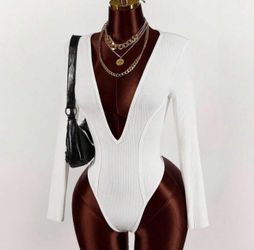 Deep Plunge White Shirt