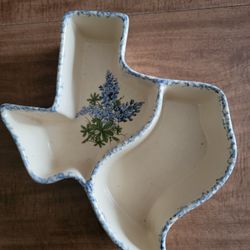 Texas-Shaped Divided Splatterware  Serving Piece