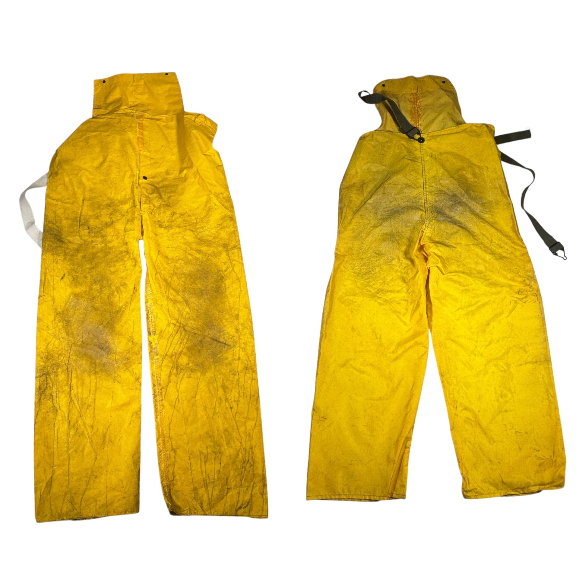 Rain Suit Pants Overalls Lot Yellow Thrashed Halloween Costume Grunge Size XL