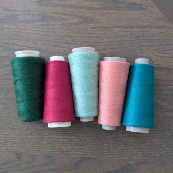 Set of Five Colorful Thread Spools